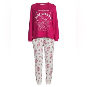 Disney Mickey Mouse Rose Sangria Winter Pajama Set, Size Small (4-6)